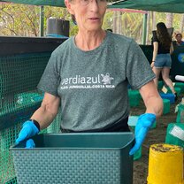 Carrying a basket of baby turtles on their way to release